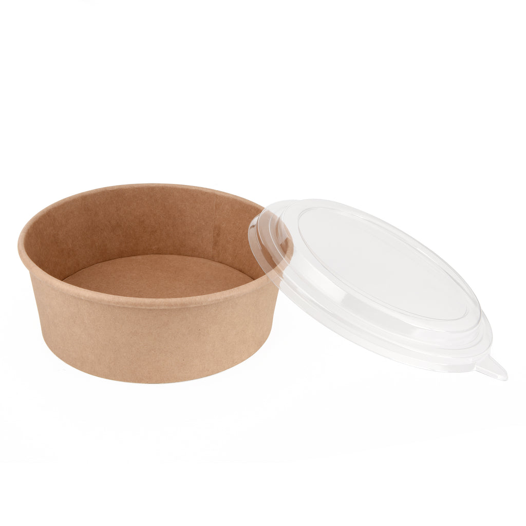40oz Kraft Bowl with PET Lid - 300 Units -
