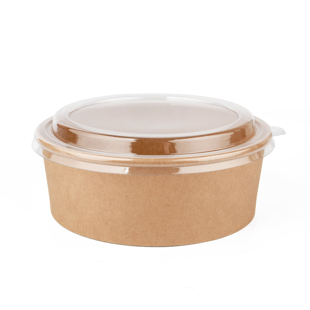40oz Kraft Bowl with PET Lid - 300 Units -