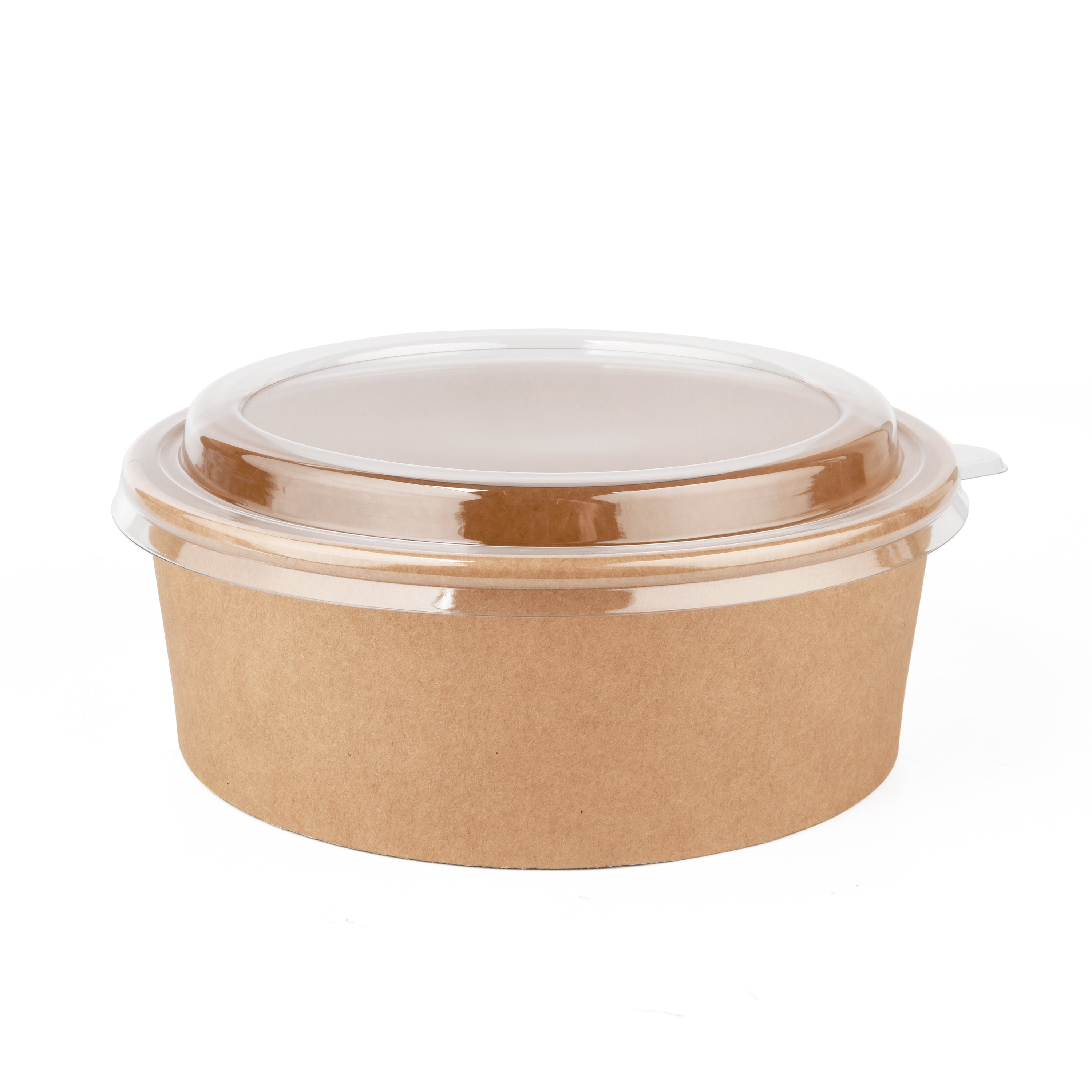 Round Kraft Salad Bucket with PET Lid Included 40oz D:7.2in H:2.6in - 25  pcs - BioandChic